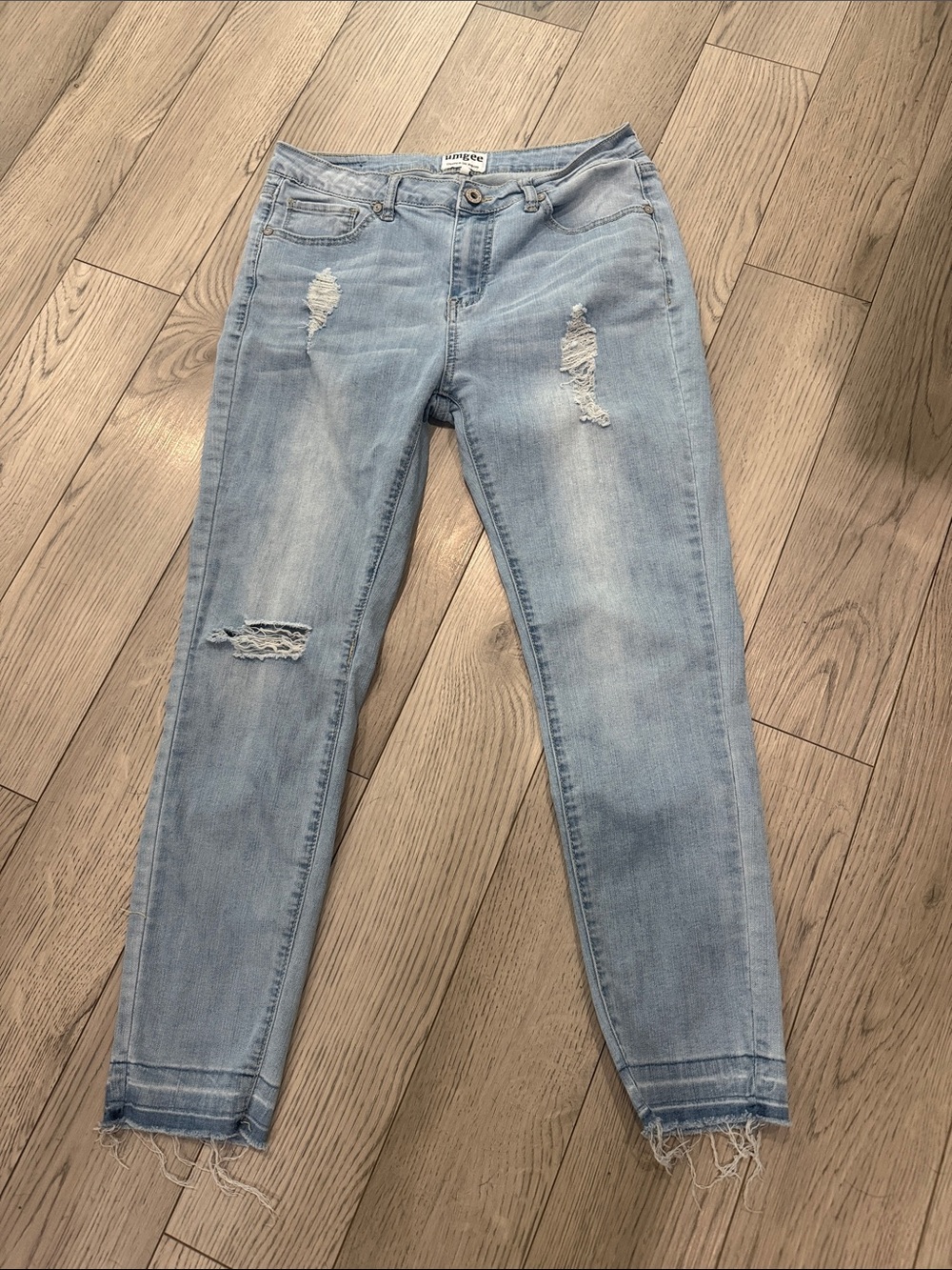 Umgee Light Blue Distressed Skinny Jeans